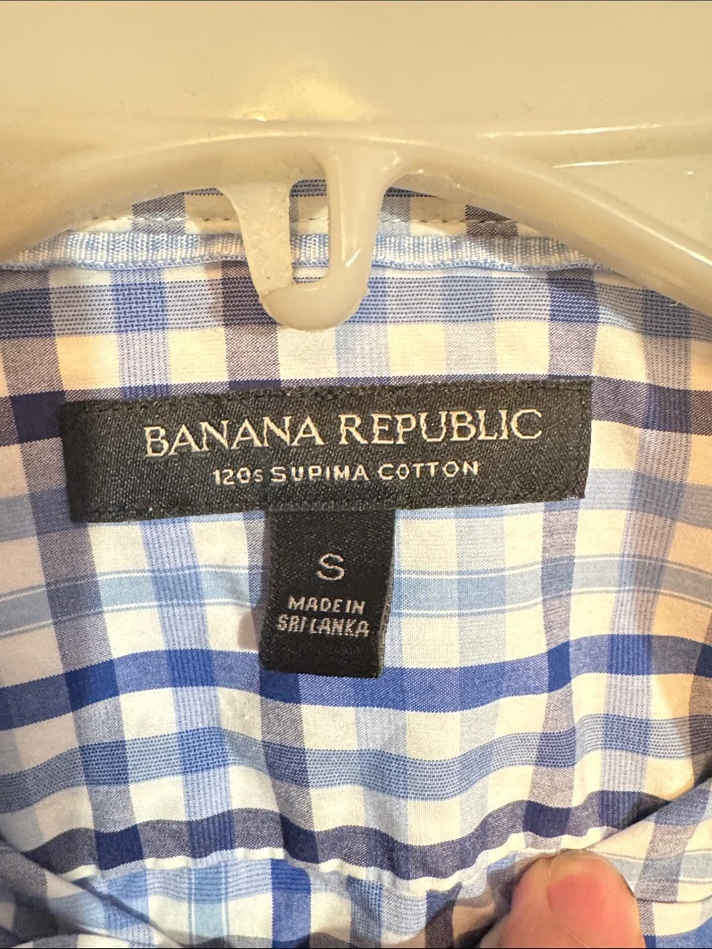 Banana Republic Men’s White and Blue Check Button-Down Shirt